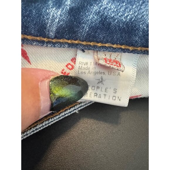 Vintage Y2K Peoples Liberation Jeans Cuffed Straight Leg Low Rise Size 24 - Picture 9 of 11